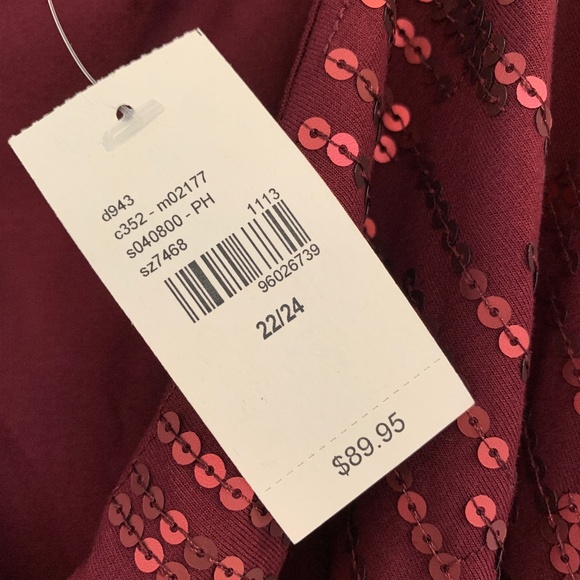 Lane Bryant Dress 22/24 NEW Maroon Red Sequins Cowl Neck Stretchy Sparkly Party - Picture 5 of 11